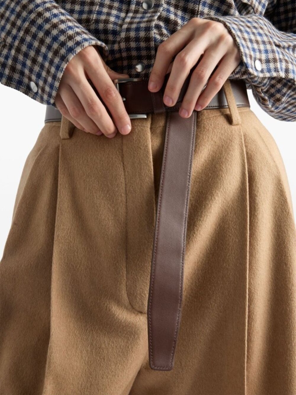 PRADA Beige Camel Hair Felt Peated High Waist Long Bermuda Shorts IT 40 / US 4 - Picture 4 of 10